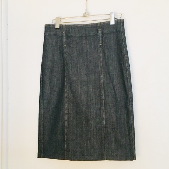 7 FOR ALL MANKIND HIGH-WAISTED DENIM PENCIL SKIRT - Picture 1 of 5